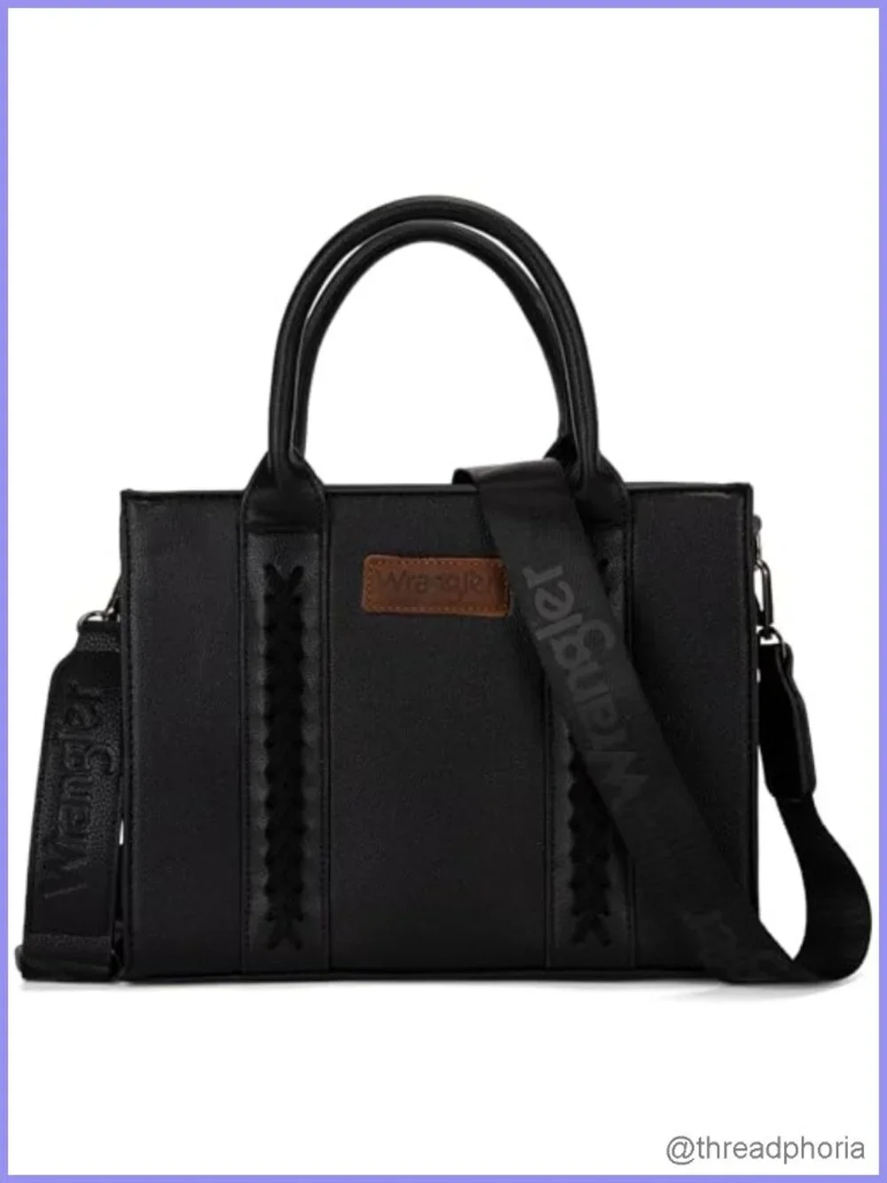 Whipstitch Tote Bag Satchel Zipper Top-handle Purse with Detachable Strap